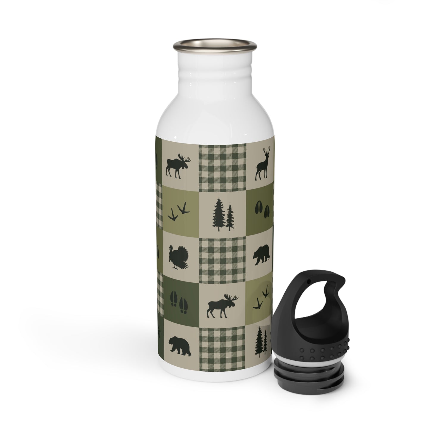 Bouteille d'eau acier Inoxydable 20 oz | Animaux de la forêt - Vert