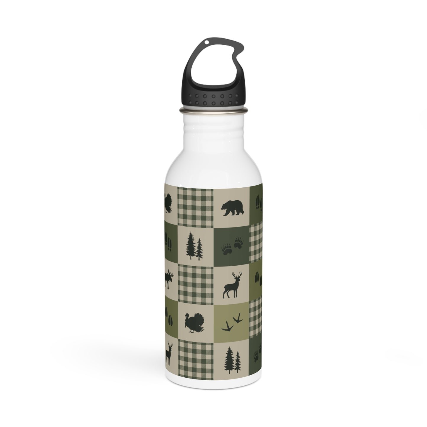 Bouteille d'eau acier Inoxydable 20 oz | Animaux de la forêt - Vert