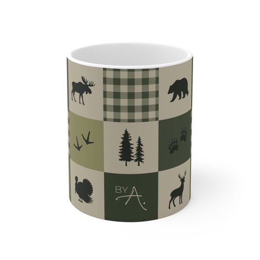 Tasse à café 11 oz | Animaux de la forêt - Vert