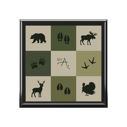 Boite à bijoux | Animaux de la forêt - Vert