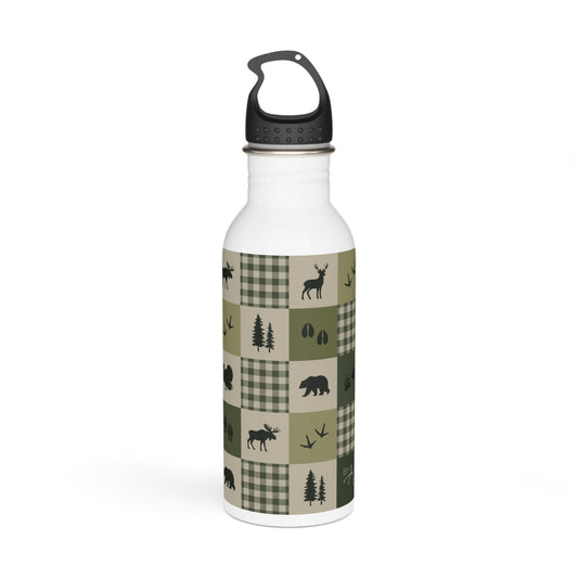 Bouteille d'eau acier Inoxydable 20 oz | Animaux de la forêt - Vert