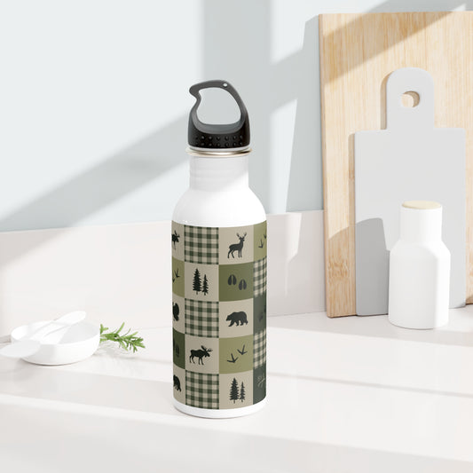 Bouteille d'eau acier Inoxydable 20 oz | Animaux de la forêt - Vert