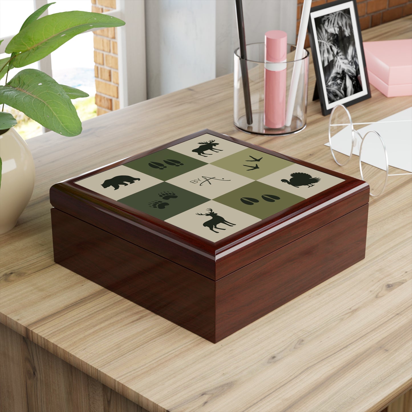 Boite à bijoux | Animaux de la forêt - Vert