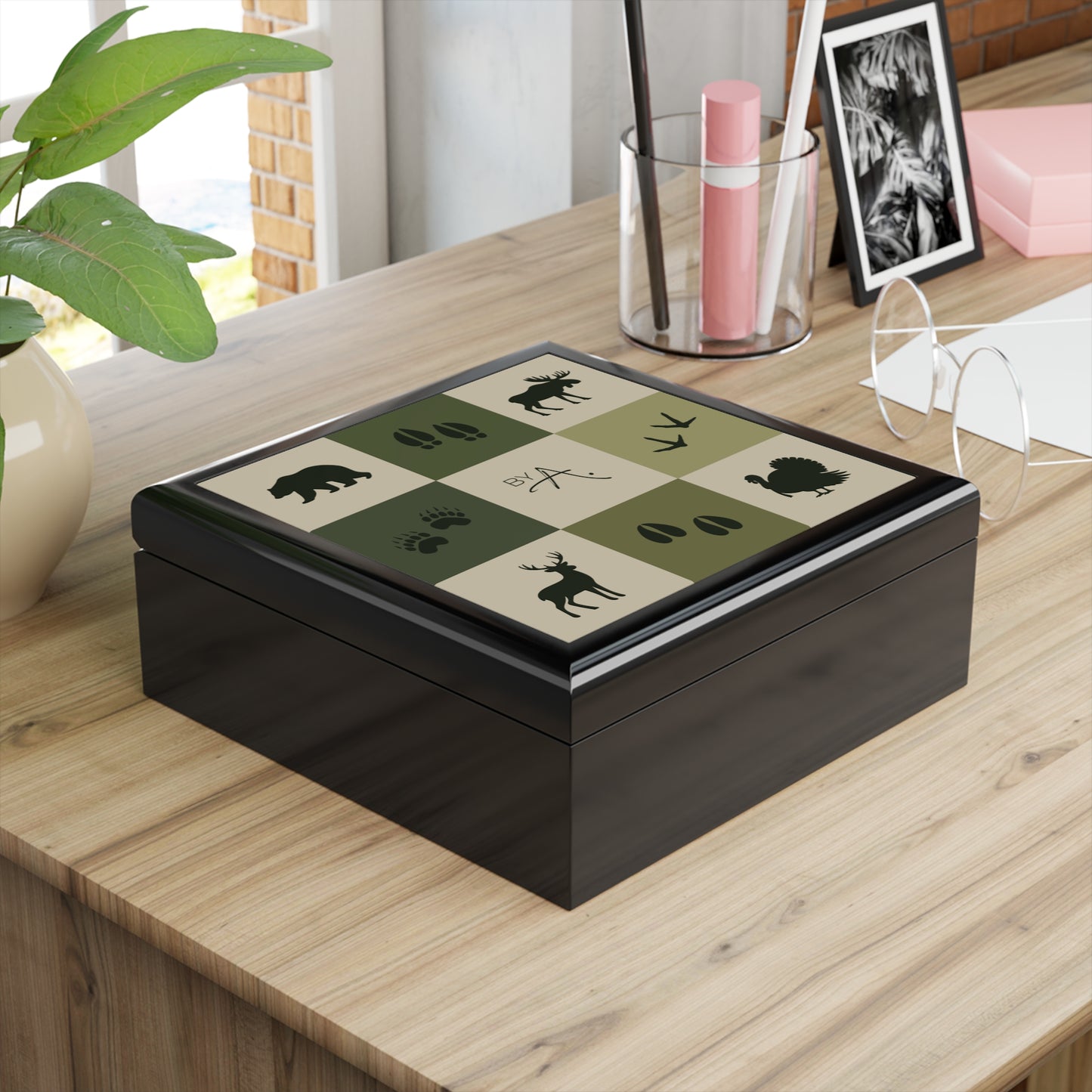 Boite à bijoux | Animaux de la forêt - Vert