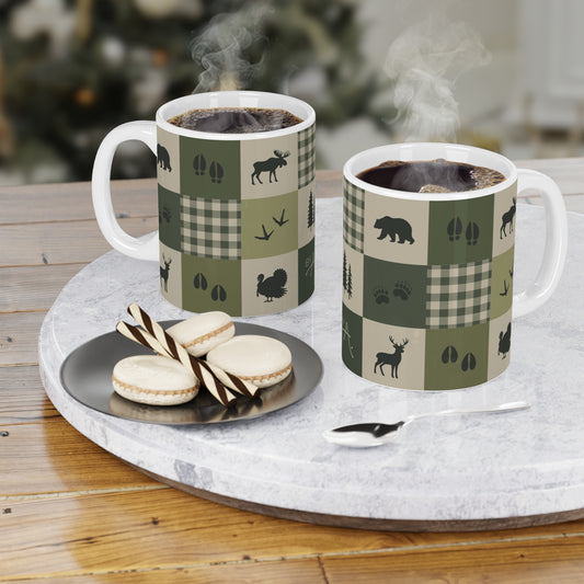 Tasse à café 11 oz | Animaux de la forêt - Vert